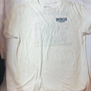 Busch Light Head For The Mountains w/ Bass Fish Logo White Graphic T-Shirt